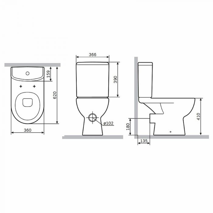 Унитаз компакт AM.PM Sunny C85C8600SC с сиденьем микролифт, белый