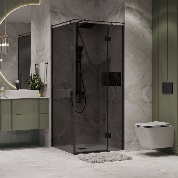 Душевое ограждение Niagara Nova NG-2832-34BLACK стекло тонированное, профиль черный