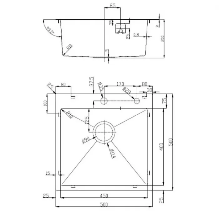 Кухонная мойка D&K DKS505006 черный