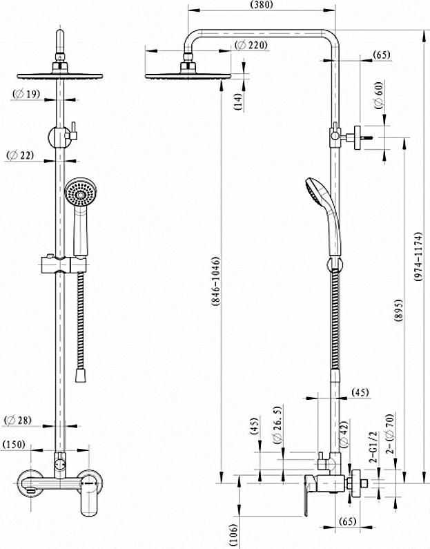 Душевая стойка Bravat Opal F9125183CP-A6-RUS, хром