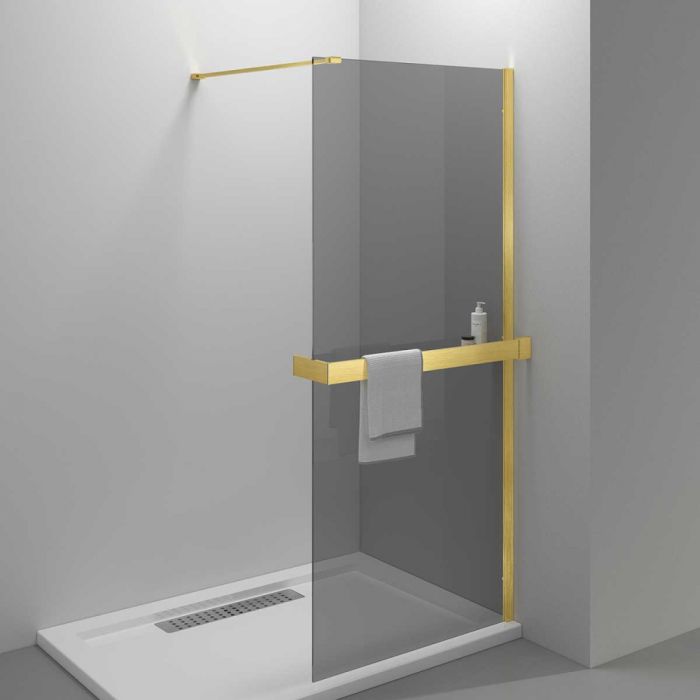 Душевая перегородка Vincea Walk-In HR VSW-4HR900CGG 90 см, брашированное золото, стекло тонированное