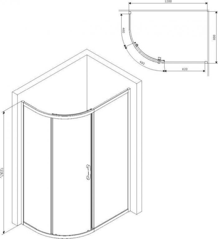 Душевой уголок AM.PM Like Solo Slide 120x80 W83G-302U120CT64 профиль хром матовый, стекло прозрачное