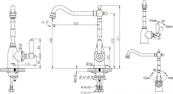 Смеситель Bravat Art F775109C-1 для кухонной мойки
