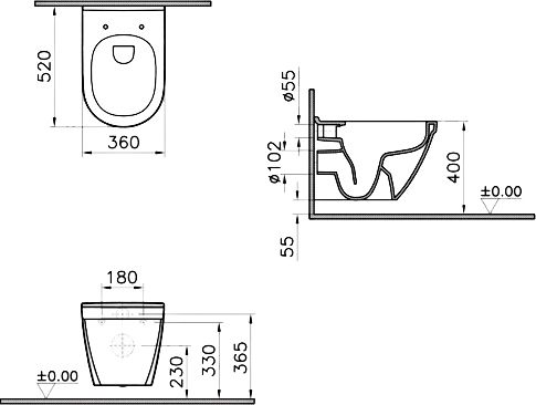 Комплект VitrA S50 9003B003-7201 кнопка хром безободковый, с крышкой-сиденьем микролифт