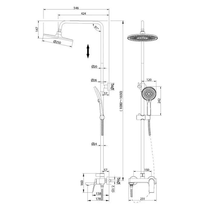 Душевая система Grossman Galaxy 500.K35.01.210 черный