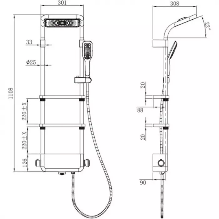 Душевая система AQUAme AQM8003B черный