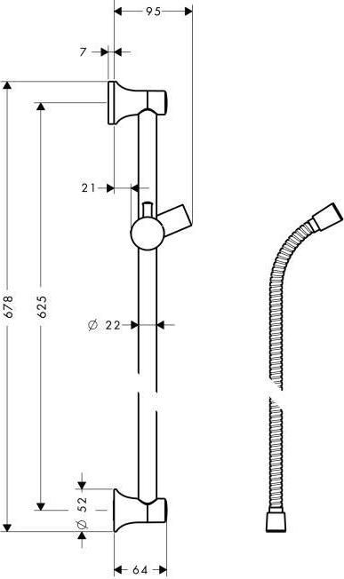 Штанга для душа 65 см Hansgrohe UnicaClassic 27617820 никель
