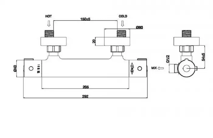 Термостат Ideal Standard MELANGE A4891AA для ванны, с душем, хром