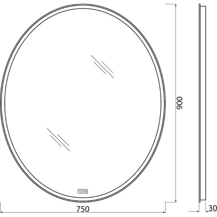 Зеркало BelBagno SPC-VST-750-900-LED-TCH-WARM 75 см, с подсветкой, подогревом и сенсорным выключателем