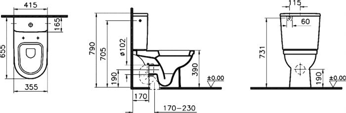 Унитаз-компакт VitrA Form 300 9729B003-1162 стандартное сиденье