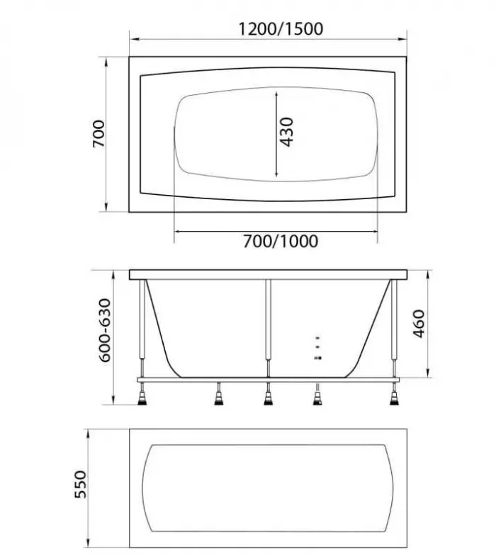 Акриловая ванна 1MarKa Viola 150х70 01ви1570 белый