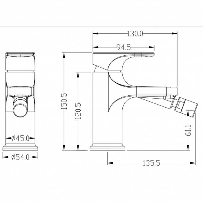 Смеситель для биде Boheme Spectre 456-B, чёрный