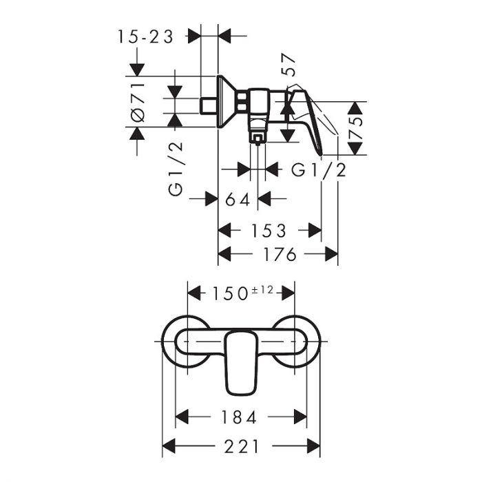 Смеситель для душа Hansgrohe Logis 71600670, черный матовый