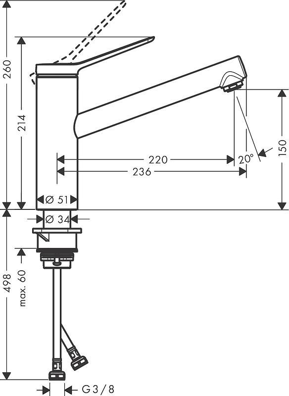 Смеситель для кухни Hansgrohe Zesis M33 150 1jet 74802000, хром