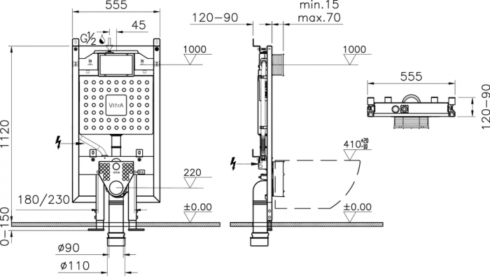 Система инсталляции для унитазов VitrA 768-5800-01 3/6 л