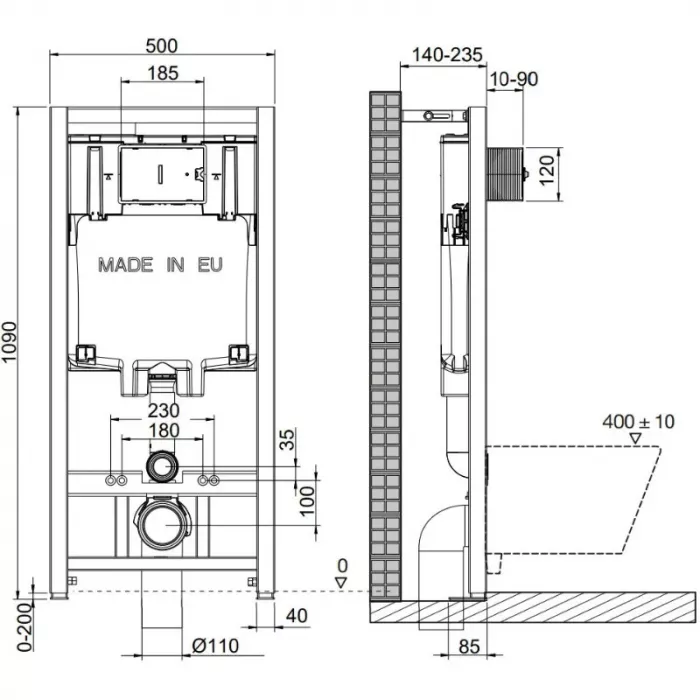 Комплект инсталляция OLI 80 Eco с унитазом Point Меркурий PN41831GM, сиденье микролифт, клавиша OLI Globe, цвет белый, 886914GBO1+PN41831GM