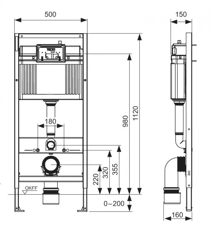 Инсталляция TECE Base 9400413.WC2 с безободковым унитазом TECEone с кнопкой смыва TECEnow, белый