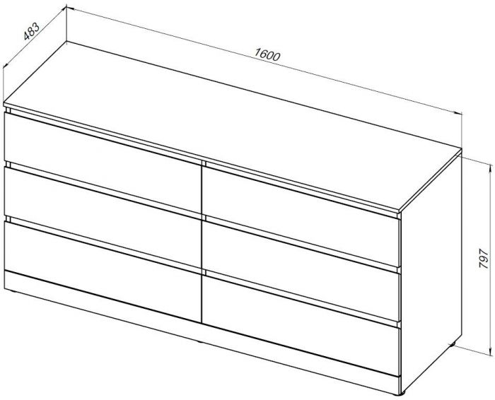 Комод Aquanet Сканди 00302547 1600x480, дуб эдгрейн