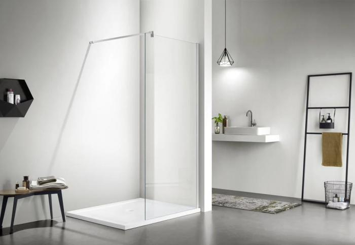 Душевая перегородка Aquatek Walk in 140 AQ WIW 14020CH с держателем, профиль хром, стекло прозрачное