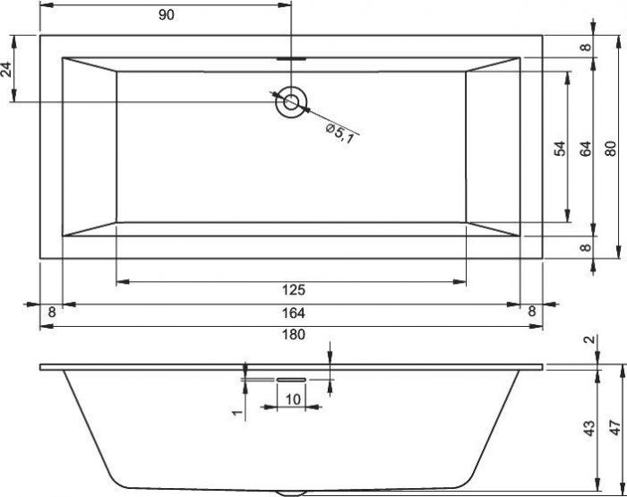 Акриловая ванна Riho Rething Cubic B106001005 180x80
