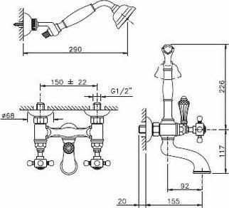 Смеситель для ванны с душем Nicolazzi P.M.BLANC 1402CR78, хром