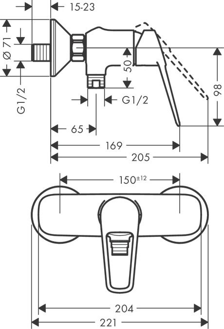 Смеситель для душа Hansgrohe Novus Loop 71360000, хром
