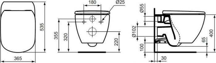 Подвесной унитаз Ideal Standard Tesi T0079V1