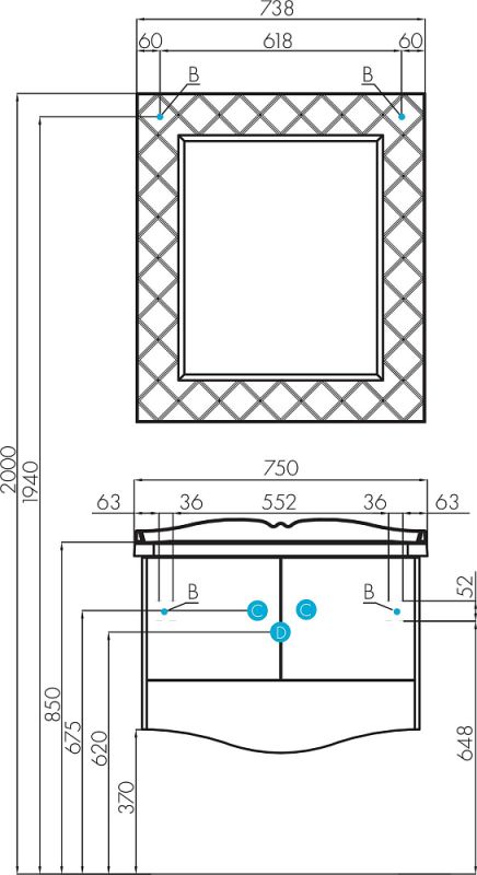 Зеркало Aquaton Венеция 75 1A151102VNL10, белый