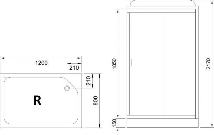 Душевая кабина 120х80 см Royal Bath HP RB8120HP6-WC-CH-R стекло матовое