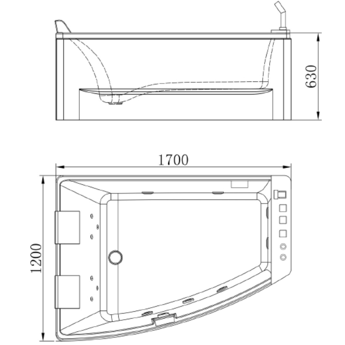 Акриловая ванна Orans 120х170 BT-65100X L