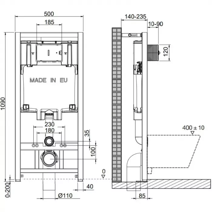 Комплект инсталляция OLI 80 Eco с унитазом Point Веста PN41701BM, сиденье микролифт, клавиша OLI Globe, цвет черный, 886914GBO3+PN41701BM