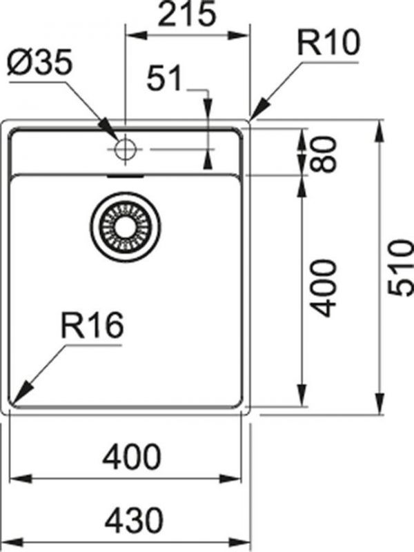 Кухонная мойка 43 см Franke Maris MRX 210-40 TL 127.0544.021, нержавеющая сталь