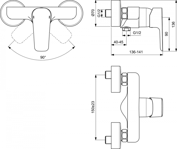 Смеситель Ideal Standard CERAPLAN III B0716AA для душа, хром