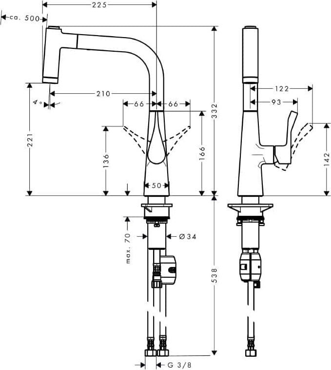 Смеситель для кухни Hansgrohe Metris M71 14834800, под сталь