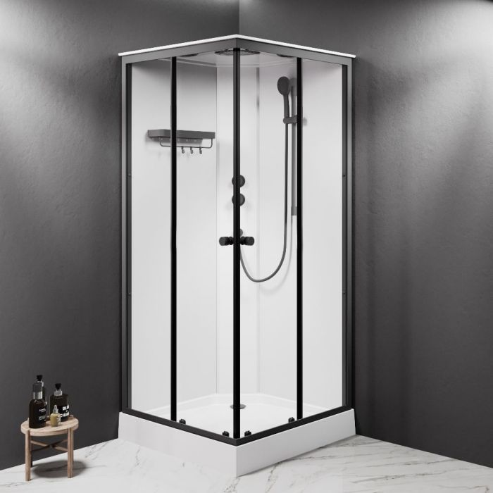 Душевая кабина Am.Pm X-Joy Square W94C-403-090BT 90х90 см, с крышей, стекло прозрачное, профиль черный матовый матовый
