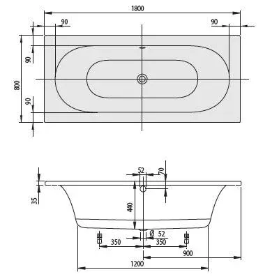 Акриловая ванна Villeroy & Boch Loop&Friends 180х80 UBA180LFS2V-01 белый
