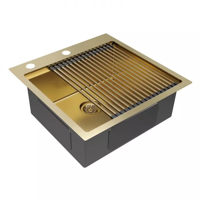 Кухонная мойка Paulmark Kroner PM705151-BG+R405-BG золото
