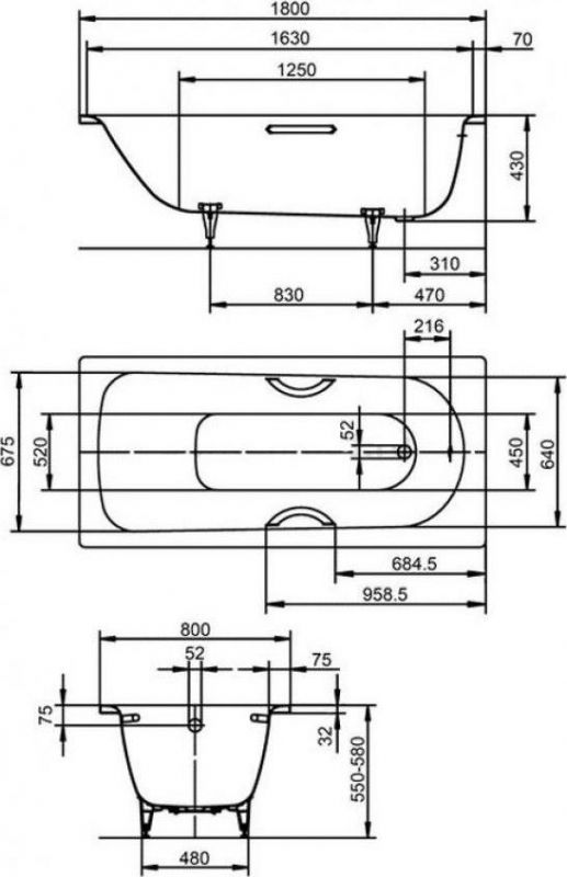 Стальная ванна Kaldewei Advantage 180x80 mod. 375-1 112800010001