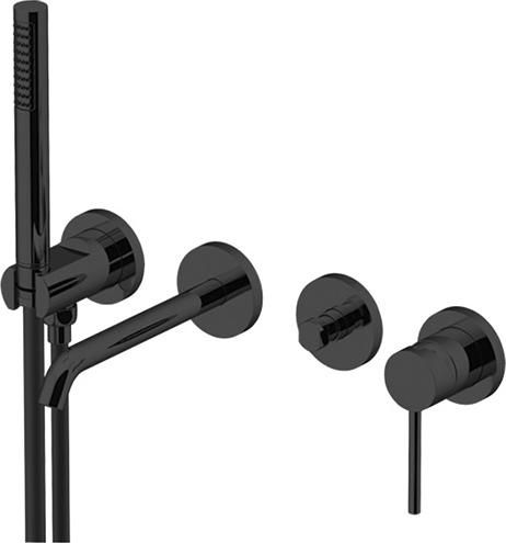 Смеситель для ванны Gattoni Circle Two 9105/91NO с ручным душем, черный матовый