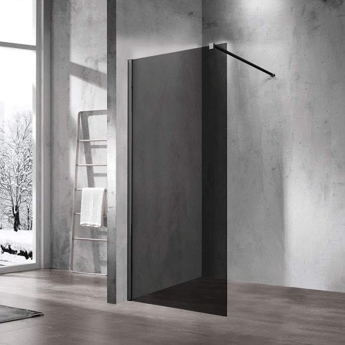 Душевая перегородка Vincea Walk-In VSW-1H900CGB, стекло тонированное, профиль чёрный матовый