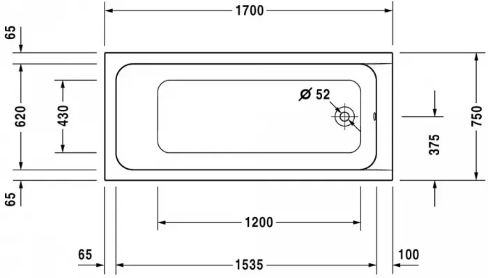 Акриловая ванна Duravit D-Code 170х75 700100000000000 белый