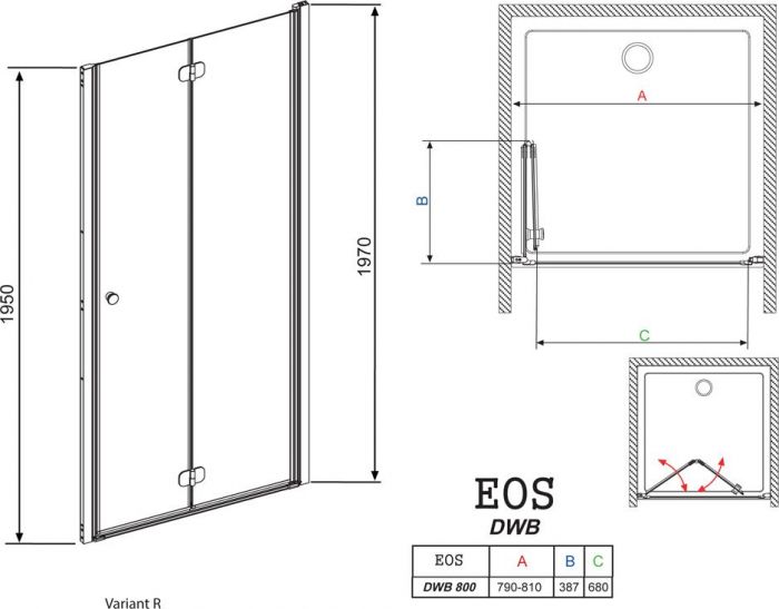 Душевая дверь в нишу Radaway EOS DWB 80 интимато R