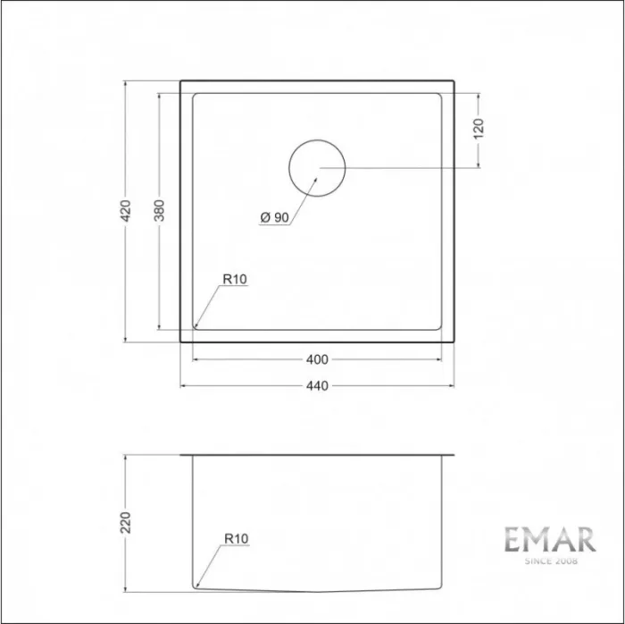 Кухонная мойка Emar Best EMB-131 PVD Nano Satine серый
