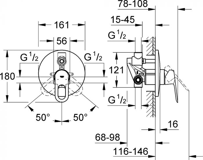 Смеситель для ванны Grohe BauLoop 29081000