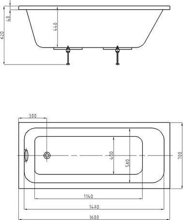 Акриловая ванна Aquatek Мия 170х70 см MIY170-0000004, белый