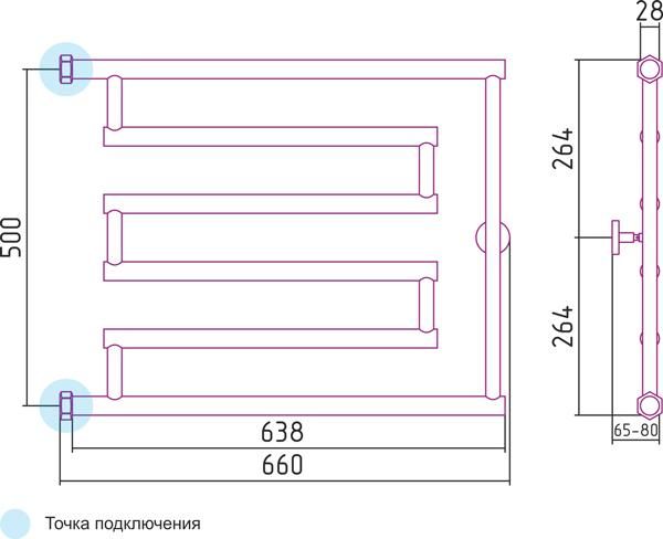 Полотенцесушитель водяной Сунержа High-tech L 50x65