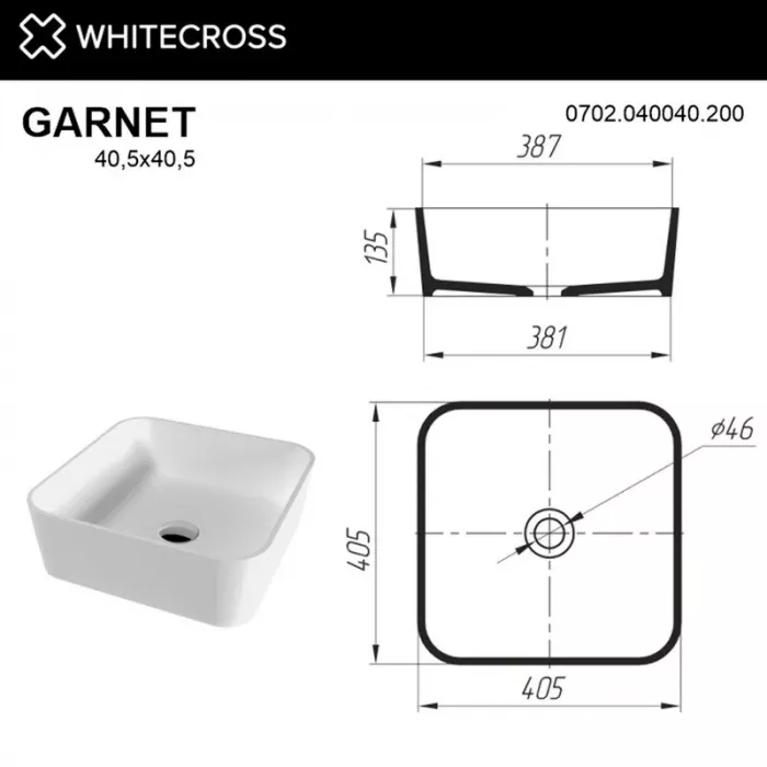 Раковина накладная Whitecross 0702.040040.200 белый