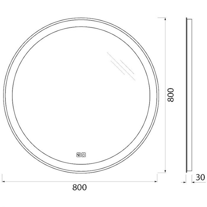 Зеркало BelBagno SPC-RNG-800-LED-TCH-PHONE 80 см, с подсветкой и сенсорным выключателем