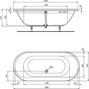 Акриловая ванна Ideal Standard Connect Air 180x80 E106801
