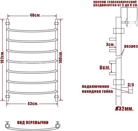 Полотенцесушитель водяной Ника Arc ЛД 100/40-7